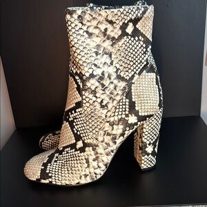 Snakeskin Patterned Ankle Boots